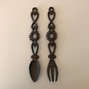 Vintage Black Cast Iron Decorama Fork & Spoon